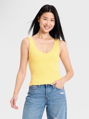 Universal Thread Yellow Ribbed V-Neck Tank